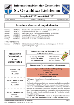 Gemeindeinfoblatt 2023-03 vom 8. März 2023